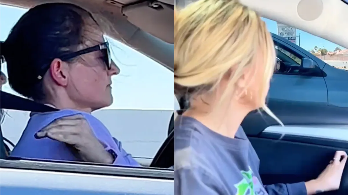 Vrouw in huiselijk geweld situatie vraagt hulp op de snelweg