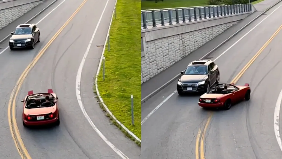 Mans doen met een Mazda “Miata” ging niet volgens plan