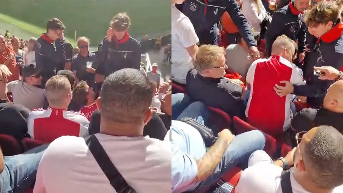 thumb vk ajax biergooier tijdens klassieker wordt afgevoerd