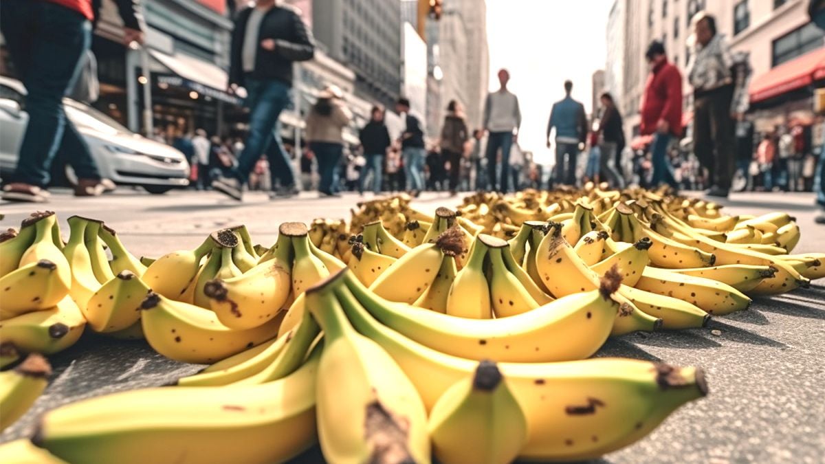 Bananen steken de weg over in Costa Rica