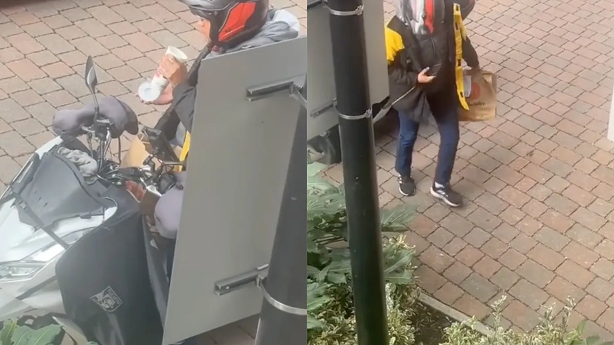Maaltijdbezorger geniet eerst zelf van maaltijd alvorens te bezorgen