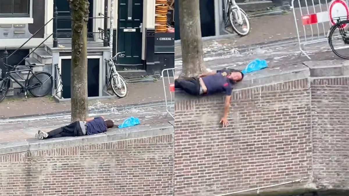 Van de kaart, maar wel gelijk wakker door val in Amsterdamse gracht