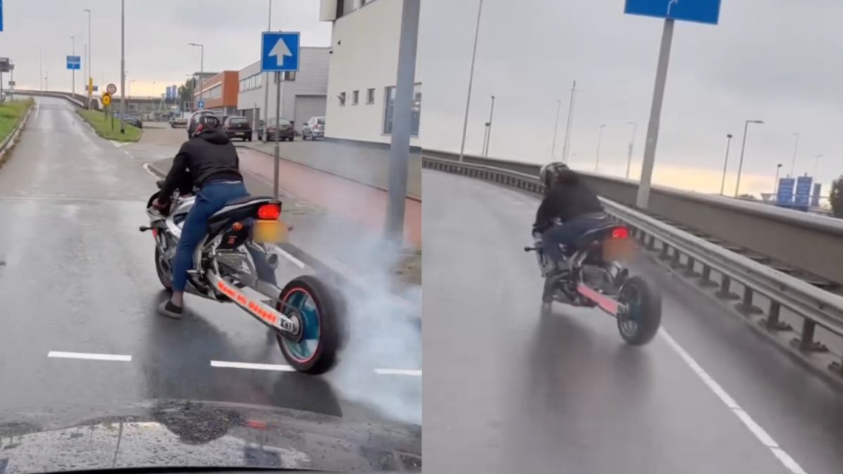 Rotterdamse stuntchauffeur laat op openbare weg zien wat hij met gemodificeerde motor kan
