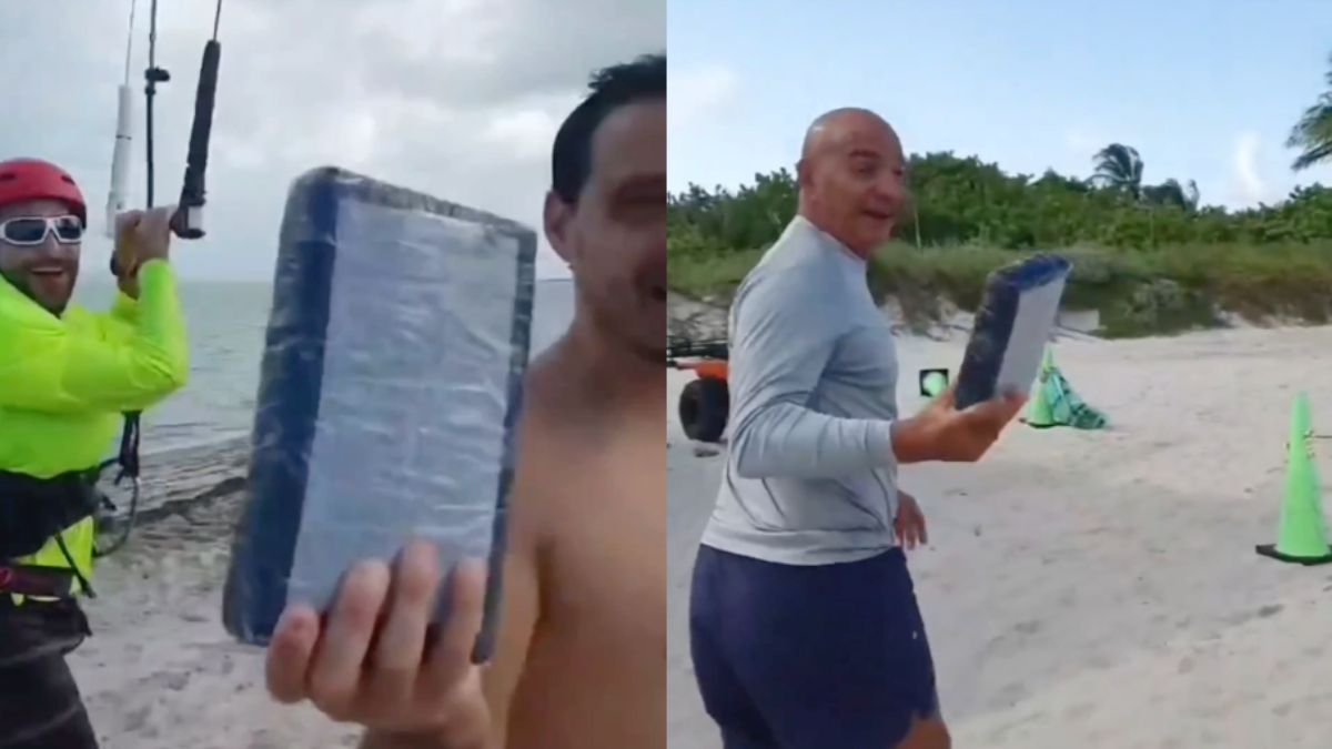 Kitesurfer voor de kust van Miami vind waardevol pakketje in het water