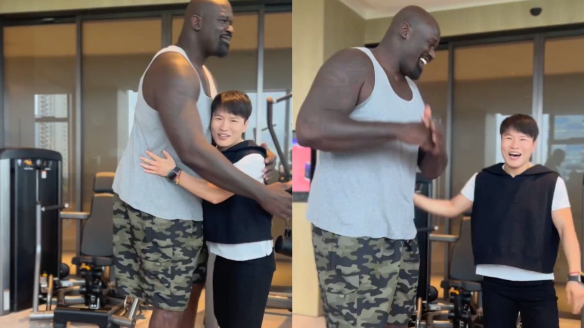 MMA-vechtster Weili Zhang weet Shaquille O’Neal te verrassen tijdens ontmoeting