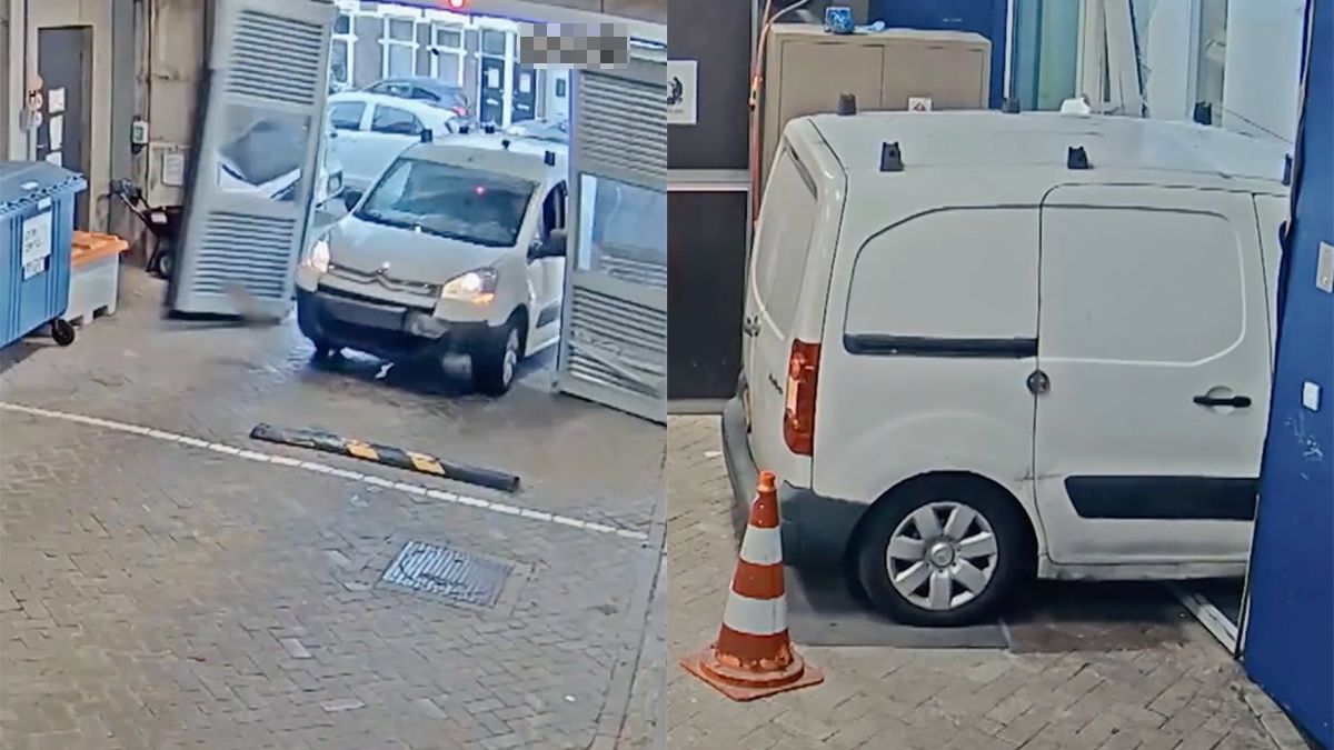 Auto ramt politiebureau in Rotterdam