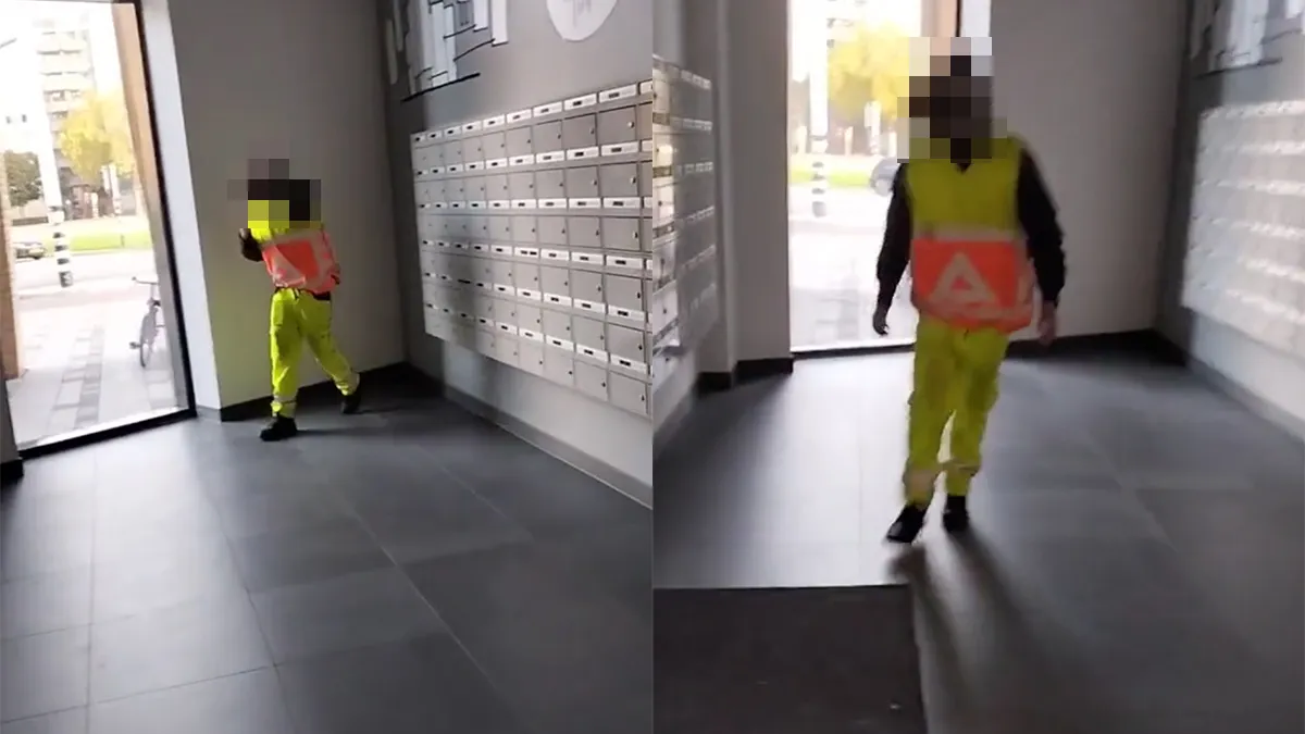 thumb vk betrapt op afwateren in een portiek in eindhoven en daarna pislink zijn