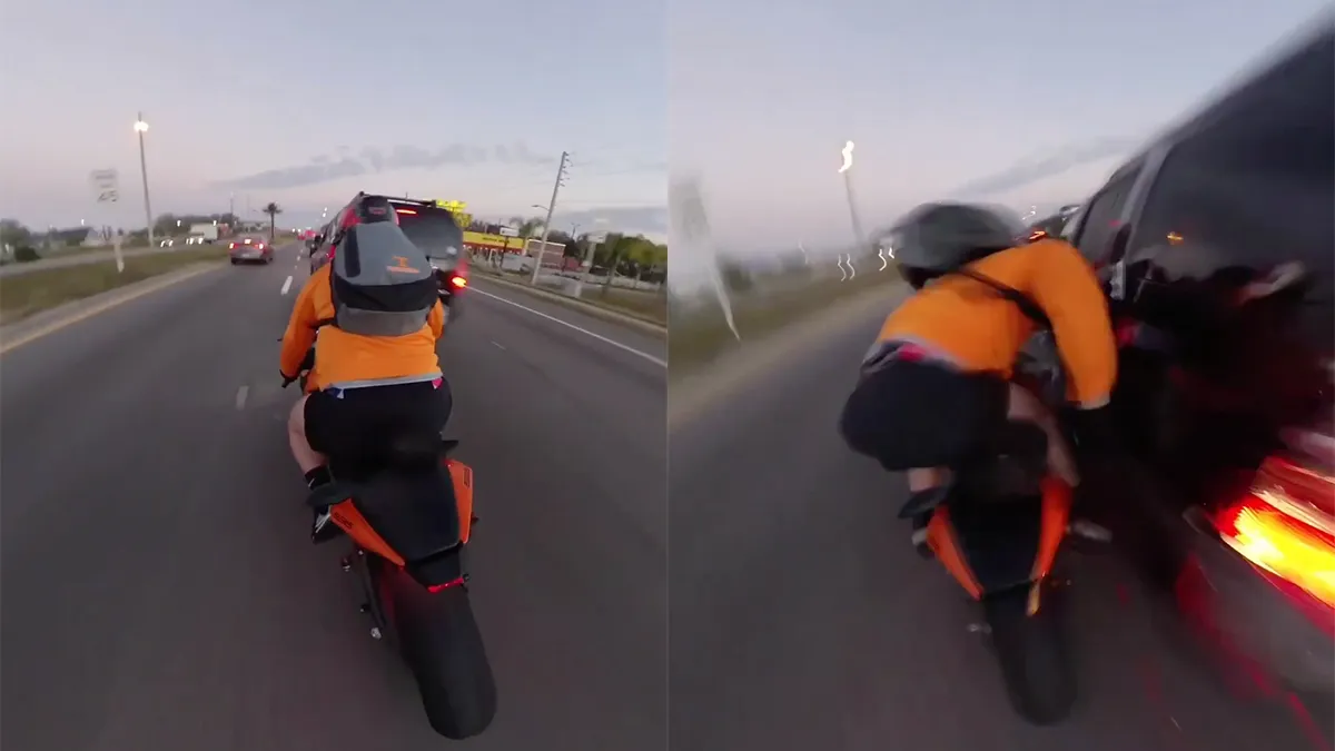 thumb vk motorrijder doet inhaalactie raakt auto en motor rijdt nog eventjes door