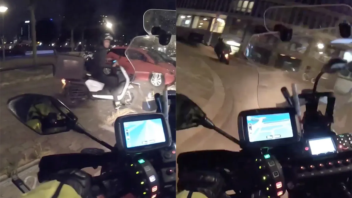 thumb vk ondertussen in rotterdam scooterrijder op bezorgscooter rijdt politie loesoe