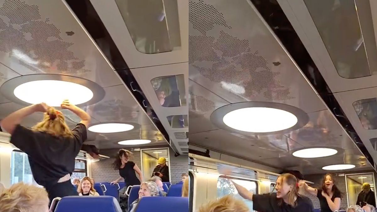 Ondertussen na een lange dag werken in de trein: Ineens feestje met confetti