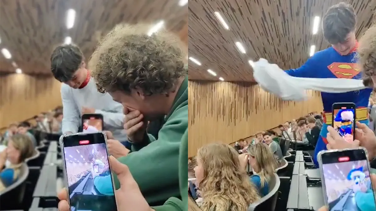 thumb vk superman krijgt belangrijke oproep tijdens les vol met toekomstige advocaten