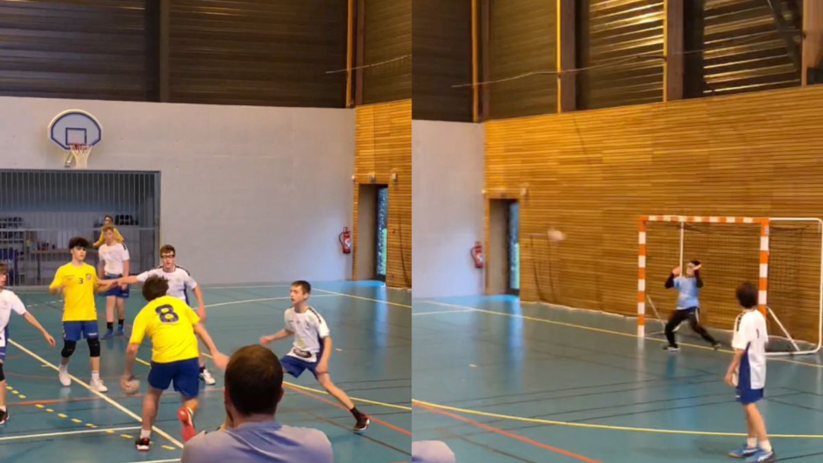 Speler krijgt een keiharde reset bij handbal