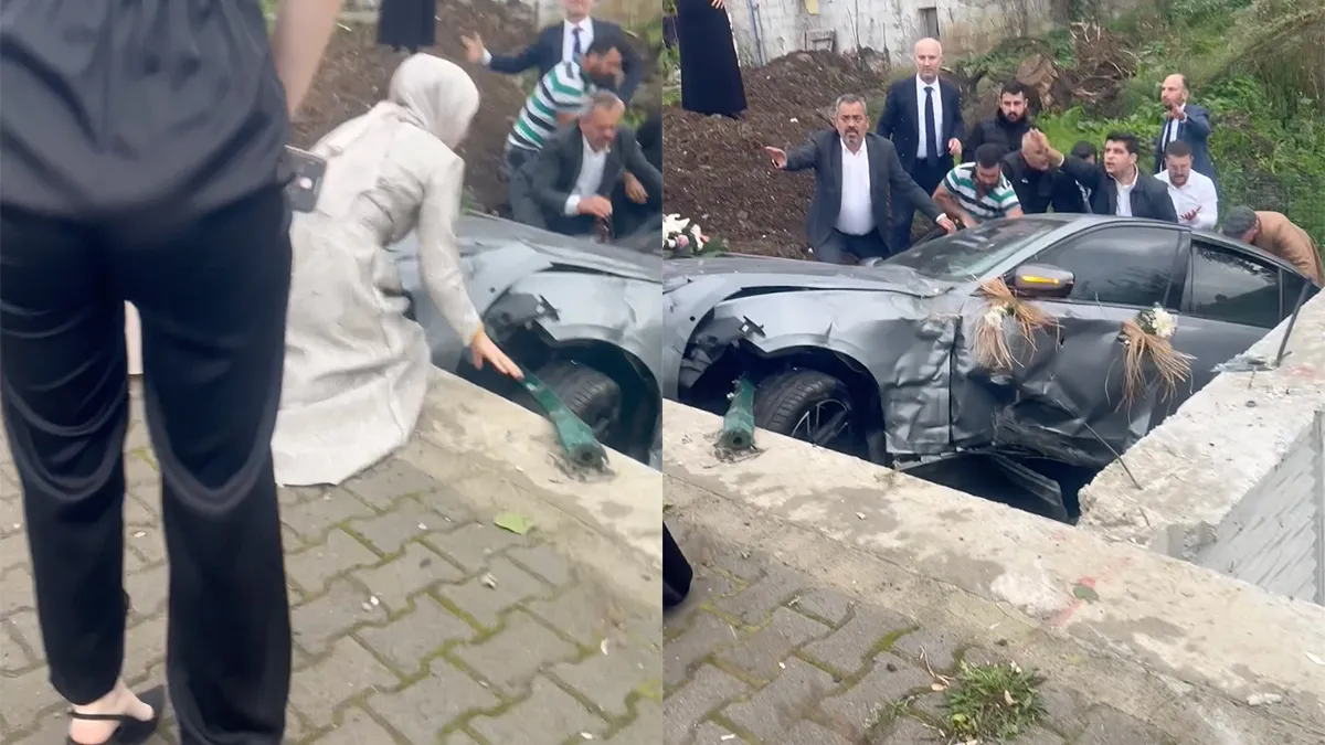 thumb vk bruiloft moet even wachten want iemand heeft auto in greppel geparkeerd