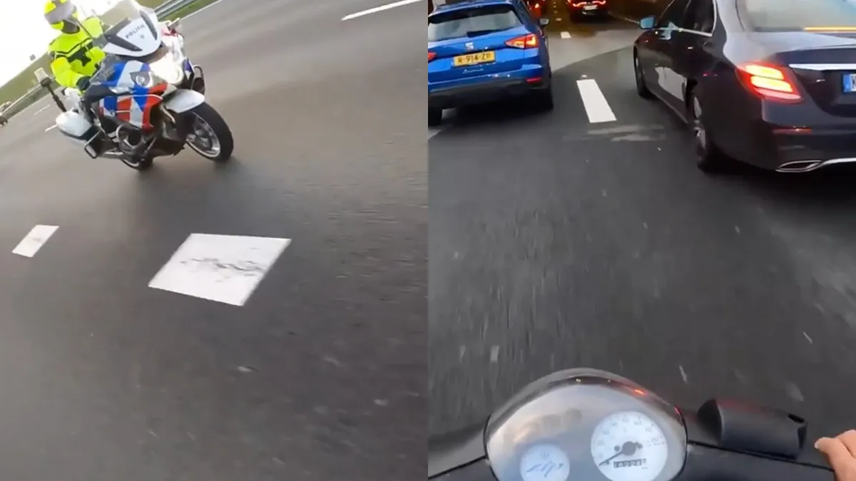 thumb vk scooterrijder achterna gezeten door motoragent en plaatst achtervolging op internet