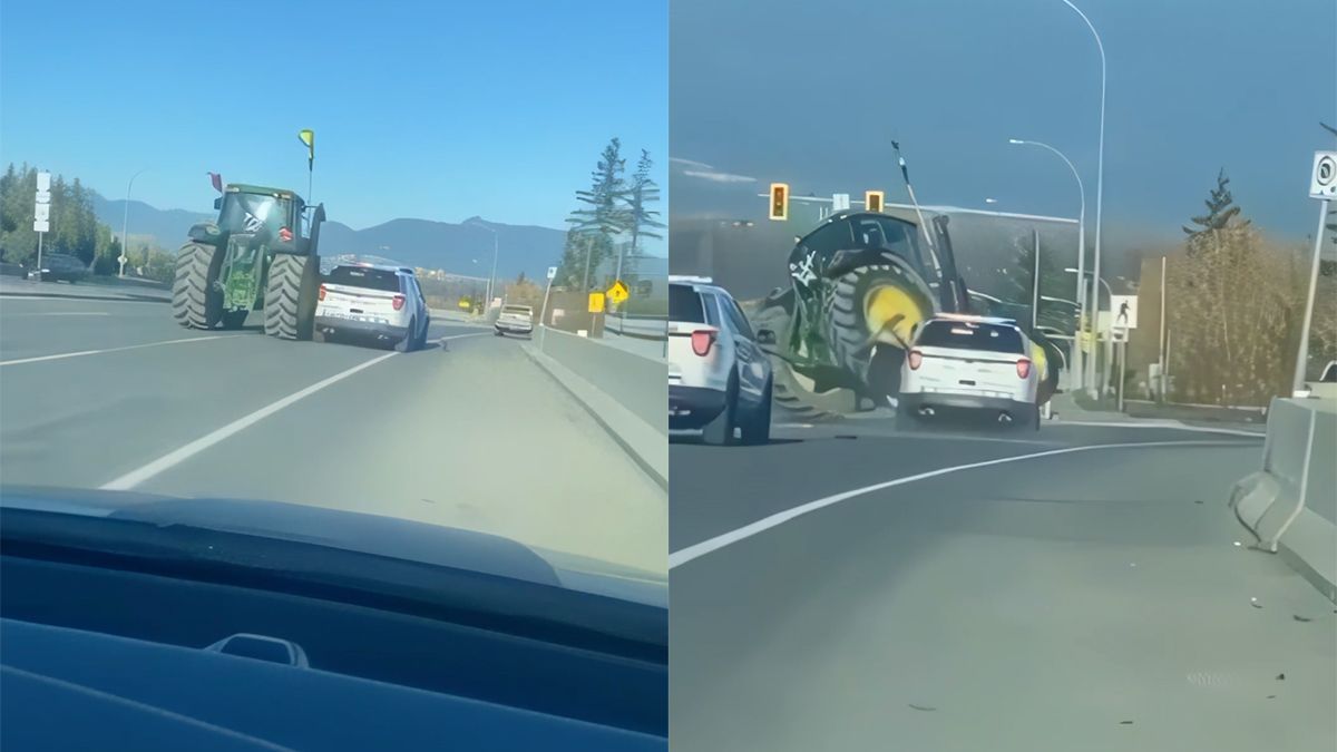 Trekker ondersteboven gereden door politie tijdens achtervolging in Canadese Surrey