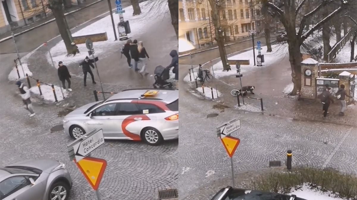 Zeer gladde straat in Zweedse stad Lund