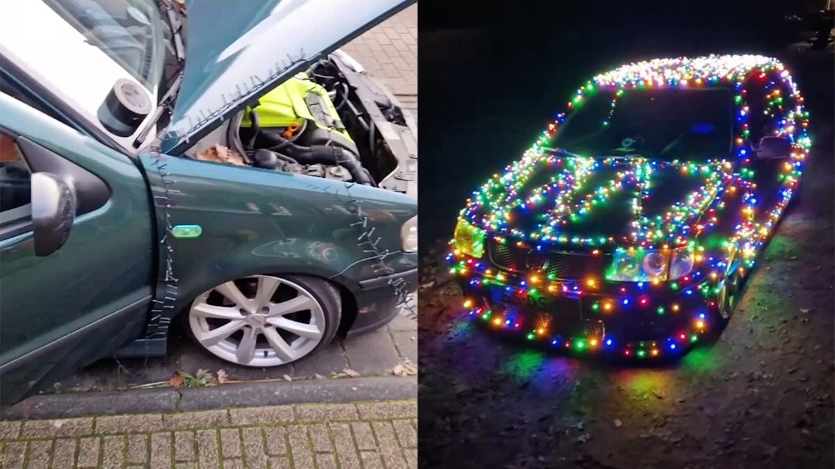 Als je nog kerstlampjes over hebt, dan kun je ook je auto versieren