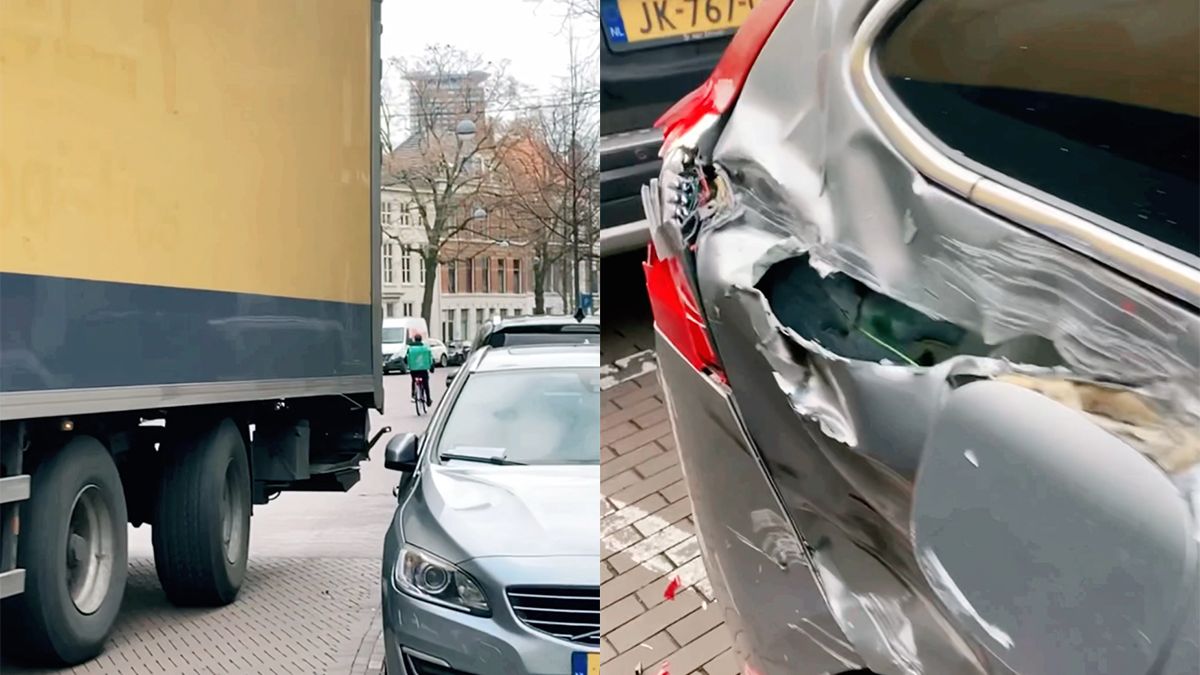 Chauffeur in Den Haag kan draai niet maken en sloopt geparkeerde auto