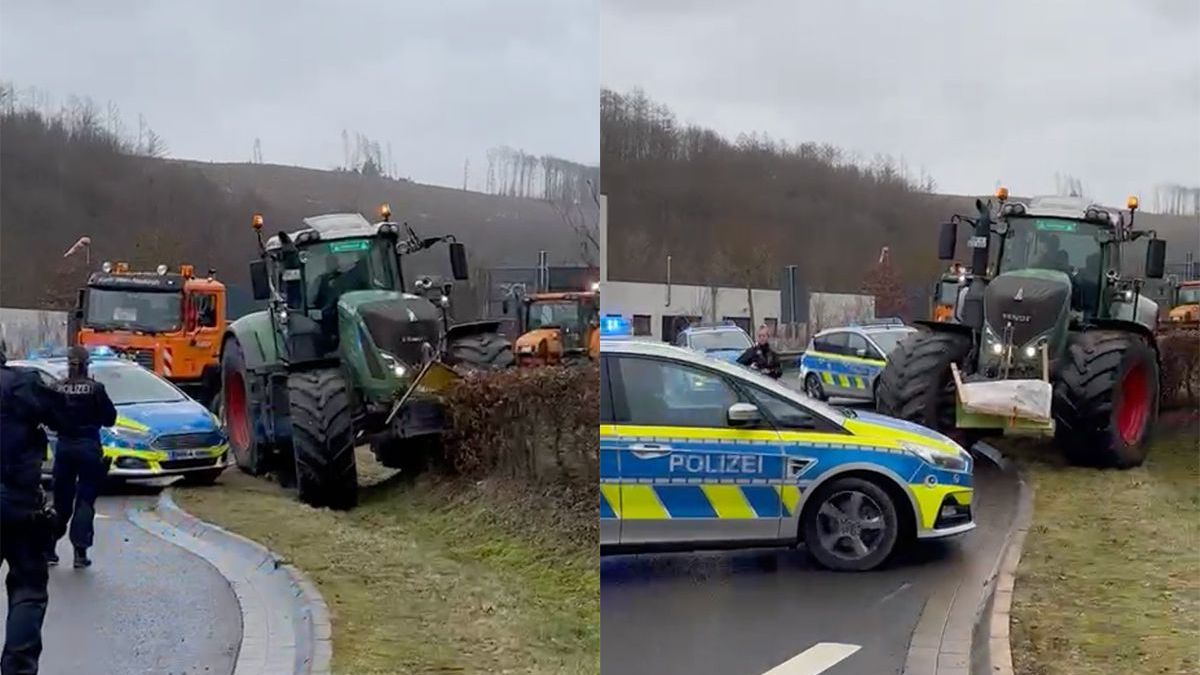 Duitse boer heeft helemaal geen zin in blokkade van de politie