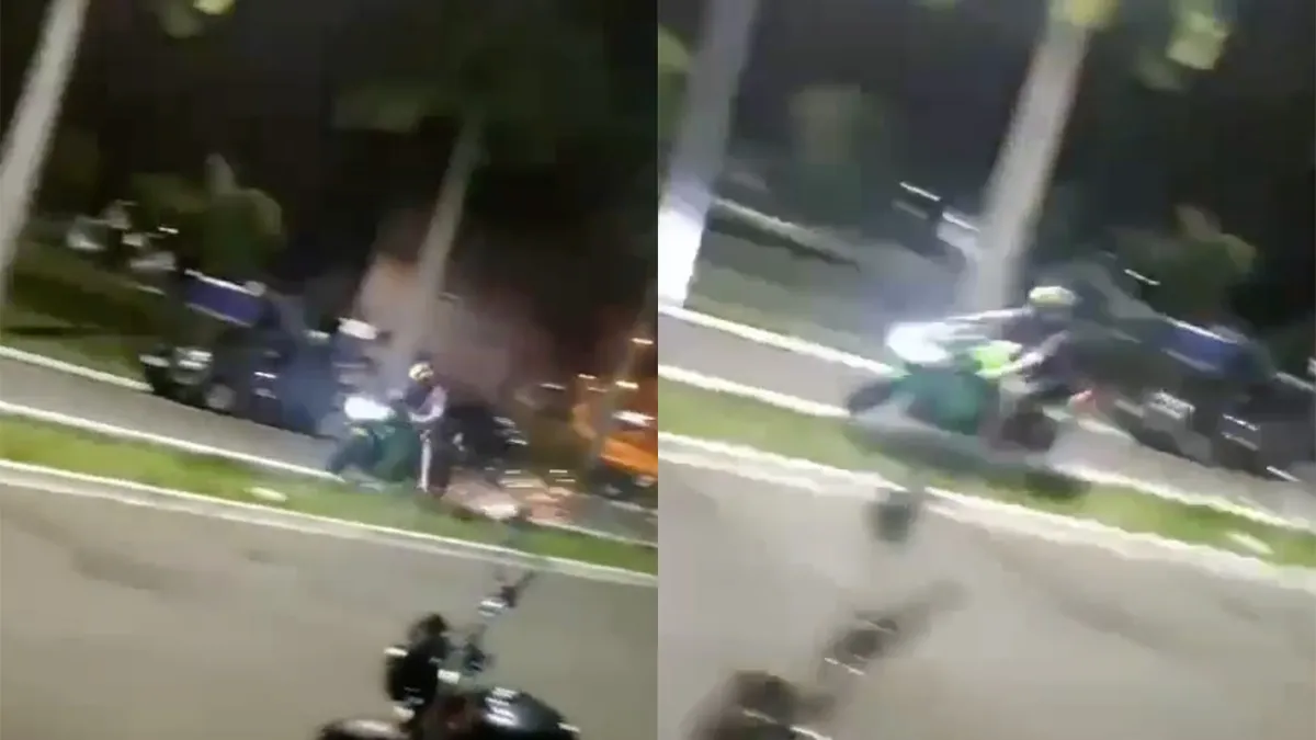 thumb vk motorrijder knuffelt met paal iets te intens