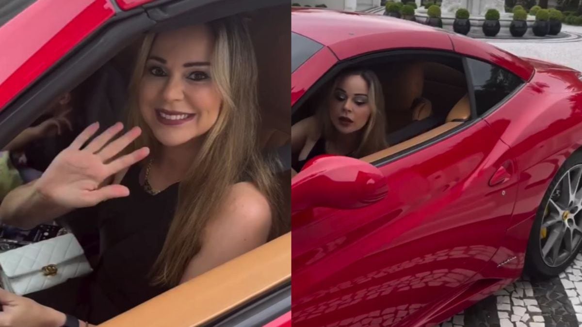 Vrouw regelt bijna een echtscheiding tijdens het rijden in Ferrari