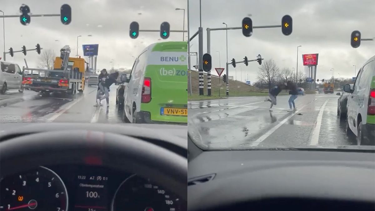Ondertussen in Rotterdam: Geen woorden, maar daden, dus matten bij het verkeerslicht