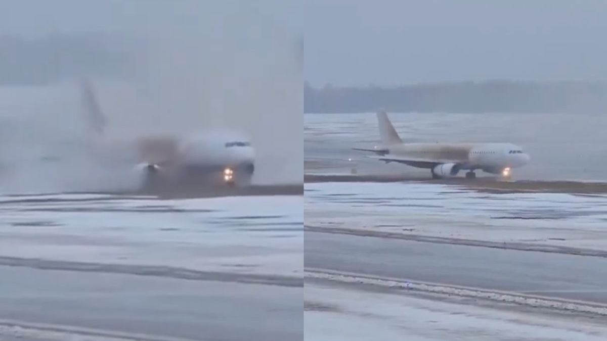 Avion Express A320 maakte een uitstapje tijdens landing op Vilnius Airport