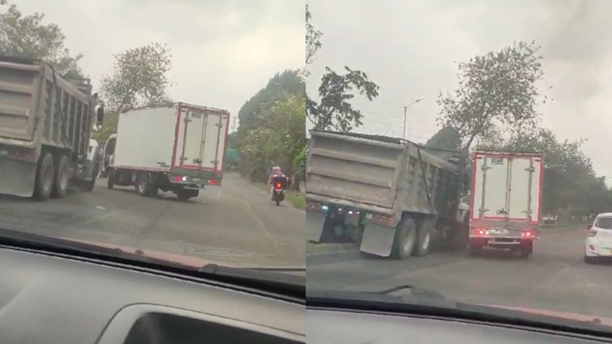 Vrachtwagenchauffeurs vechten verkeersruzie uit zonder uit te stappen in Bogota