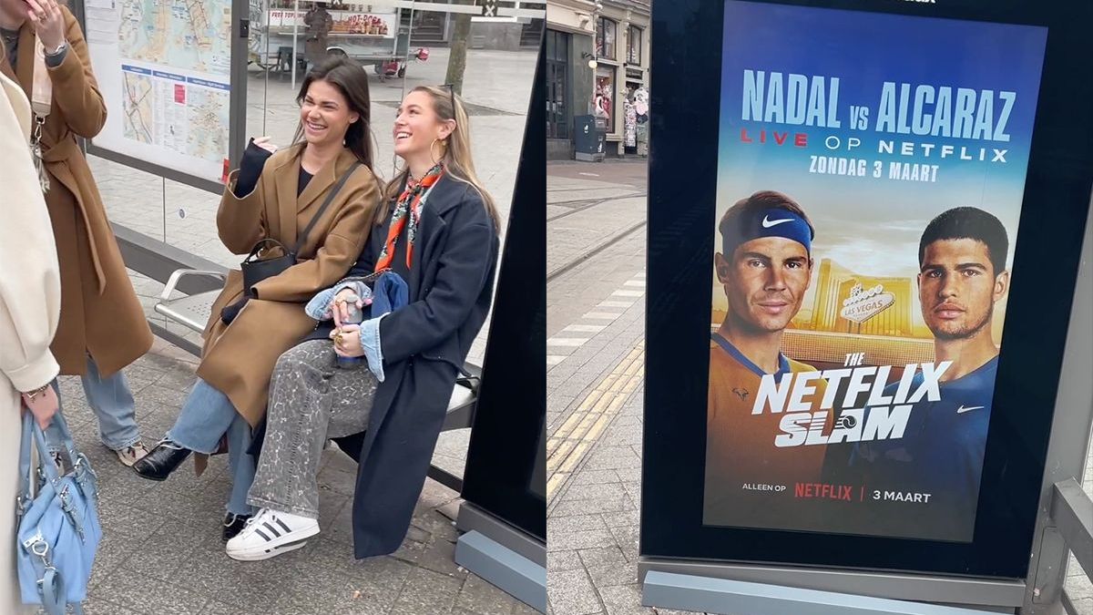 Gekreun is voor 'The Netflix Slam', tenniswedstrijd tussen Rafael Nadal en Carlos Alcaraz