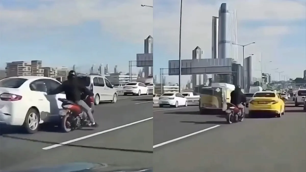 thumb vk instant karma voor motorrijder die een spiegel van een auto slaat