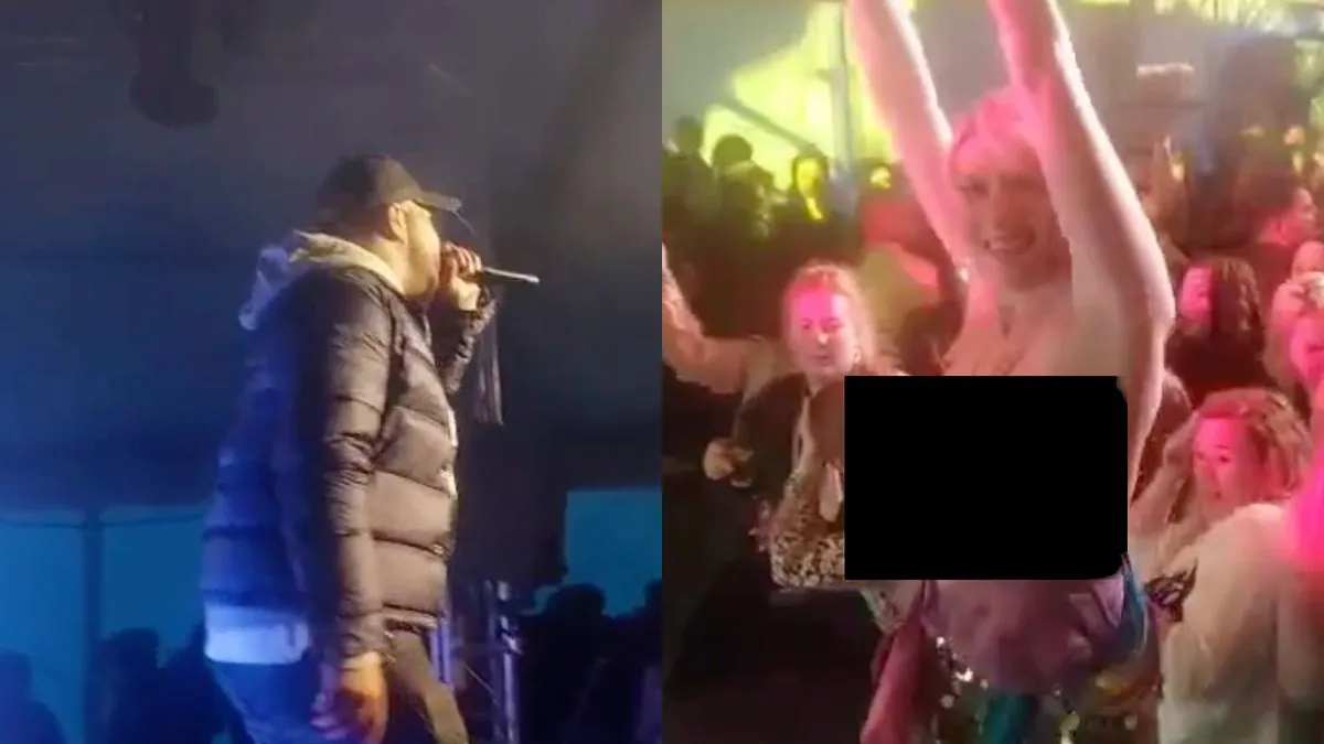 thumb vk irisqueen klimt tijdens optreden van brace in purmerend op podium en laat haar vriendinnen zien