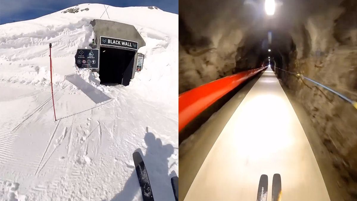 Lekker skiën in Zwitserland, zo het tunneltje in
