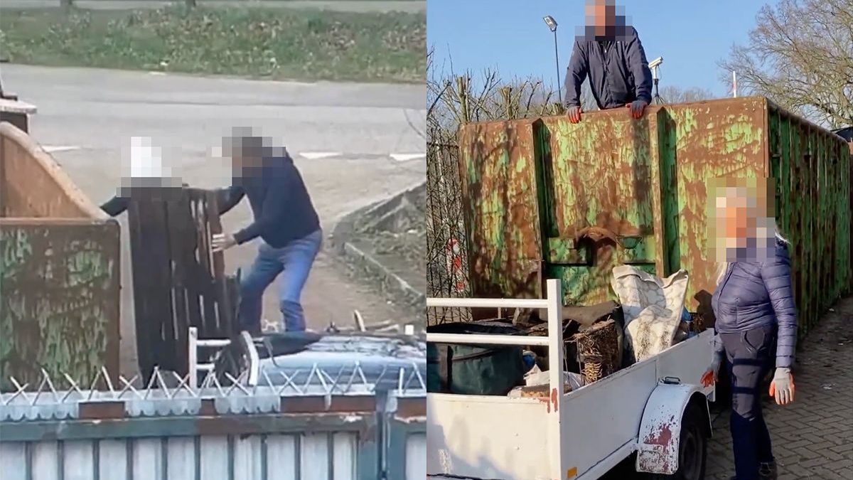 Man betrapt illegale dumpers van rotzooi in container en wil geld zien