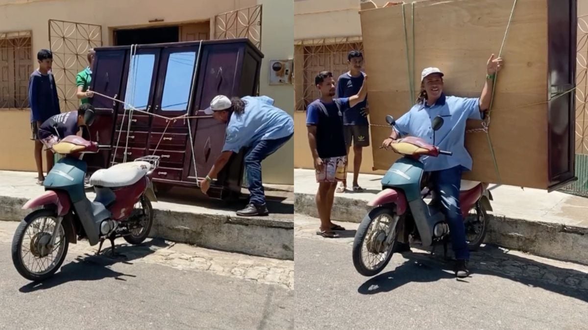 Enorme kast achter op de motor kan ook makkelijk, als je Braziliaan bent