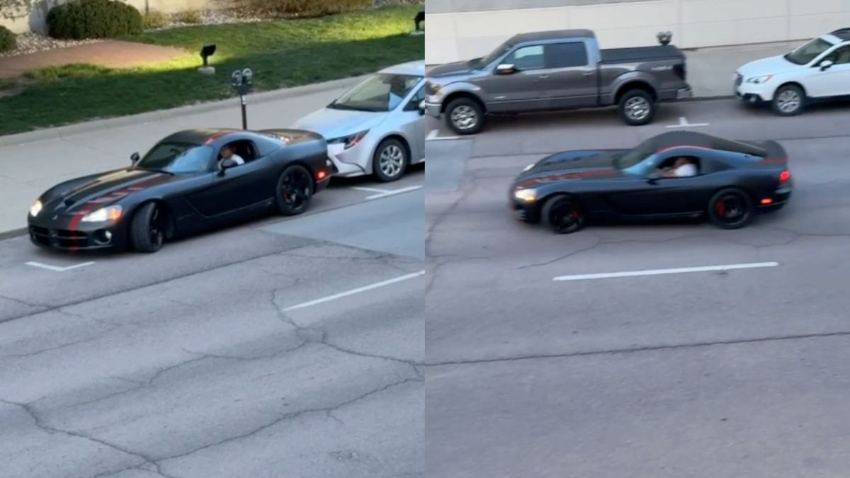 Dodge Viper bestuurder laat zien de boel niet onder controle te hebben in Sioux City