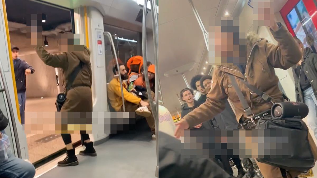 Ondertussen op Koningsdag in Amsterdam: Vrouw staat vrolijk met mes te zwaaien in de metro