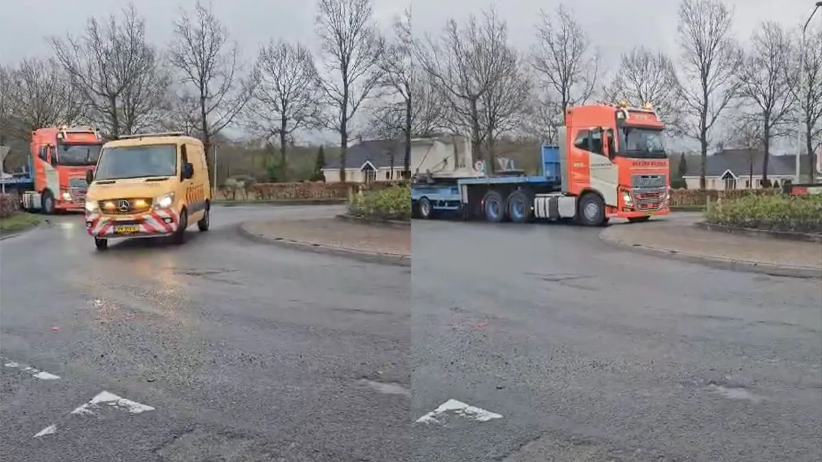 thumb vk uitzonderlijk vervoer gaat rechtdoor over de rotonde
