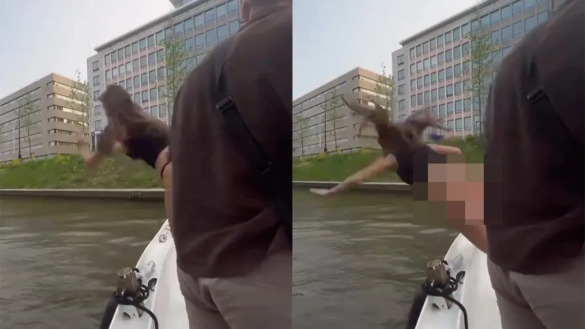 thumb vk kate doet poging om van bootje in water te springen