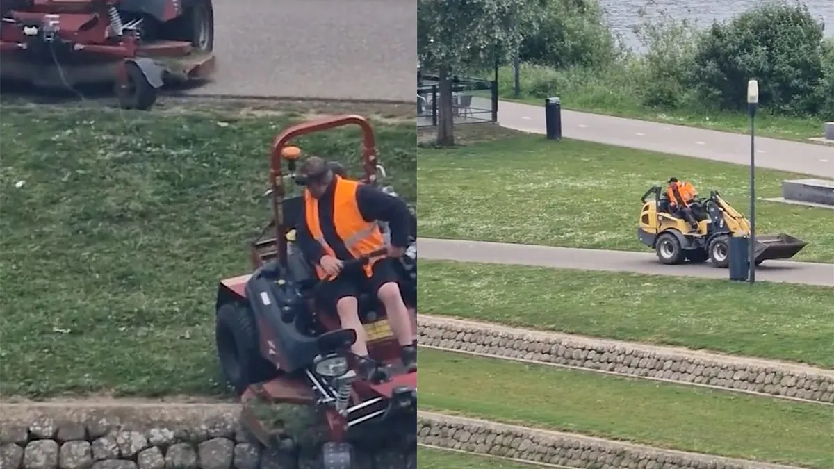 thumb vk ondertussen in venlo grasmaaier zit vast op muurtje en dat is vermakelijk om naar te kijken