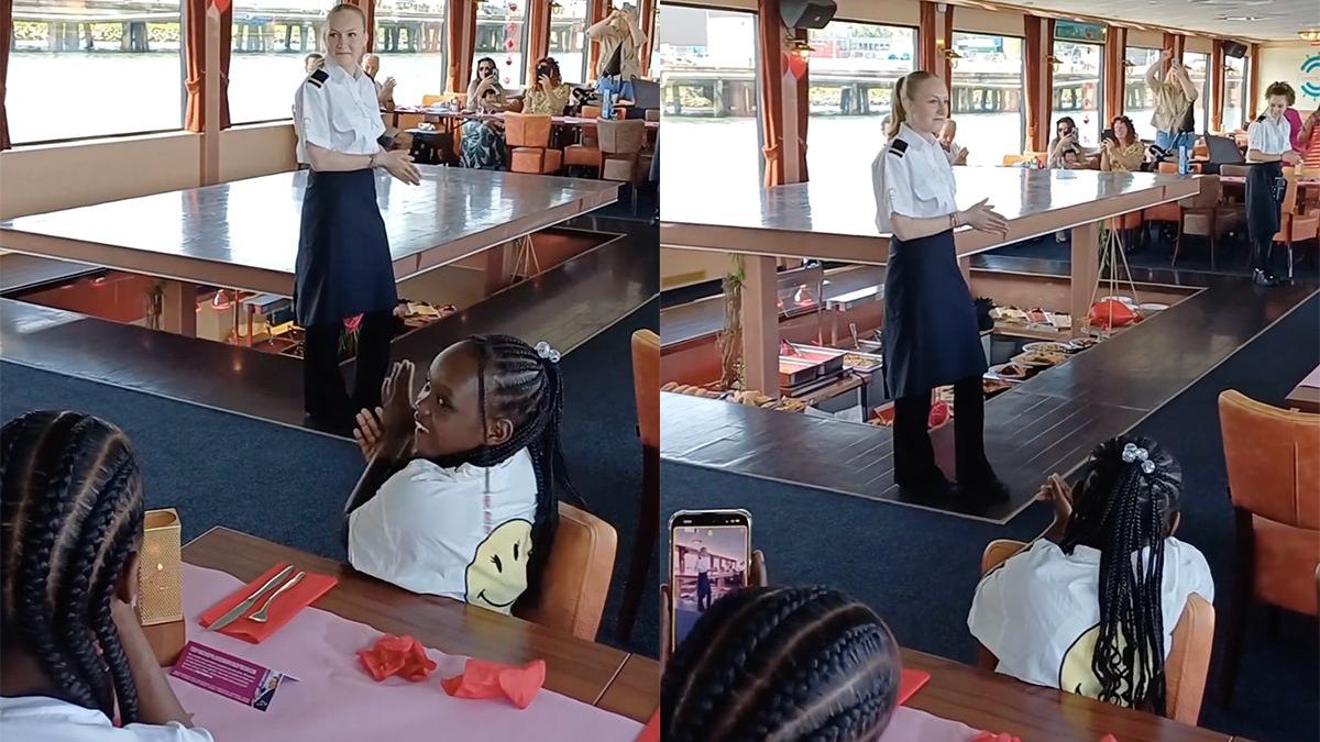 Ondertussen op een partyboot: Gezellig klappen om het eten naar boven te laten komen