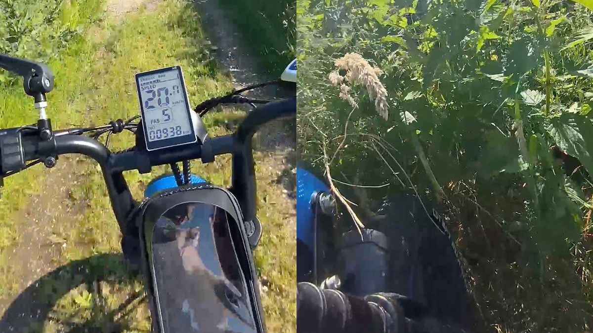 Opgevoerde fatbike rijder verstopt zijn snelle fiets voor de politie