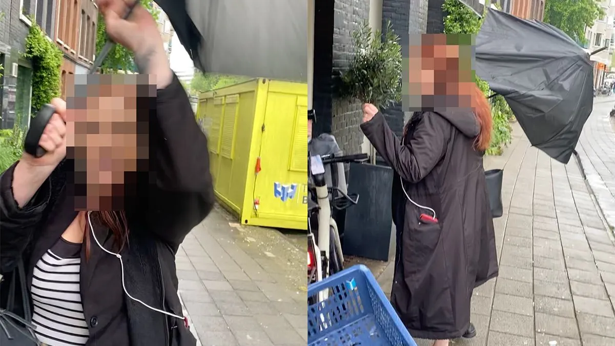 thumb vk paraplumevrouw laat haar woedeprobleem los in amsterdam