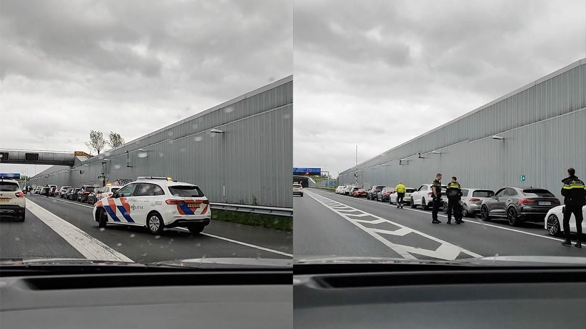 Politie zet alle auto's van bruiloftsstoet aan de kant op vluchtstrook van A4