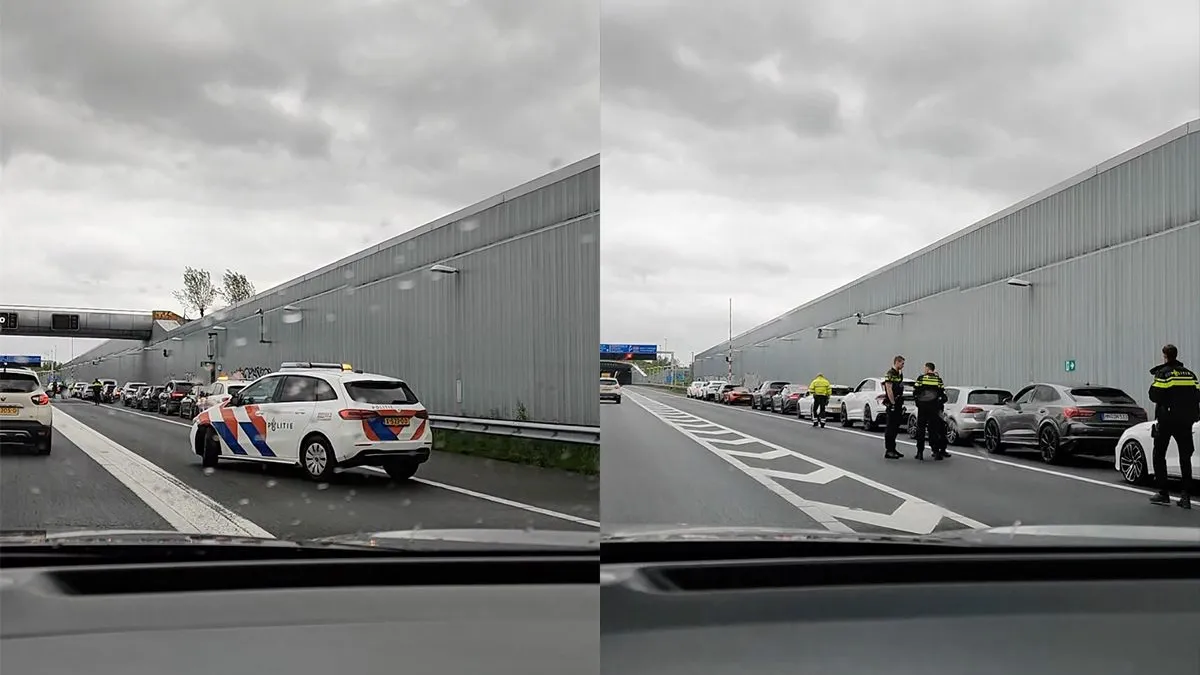 thumb vk politie zet alle autos van bruiloftsstoet aan de kant op vluchtstrook van a4