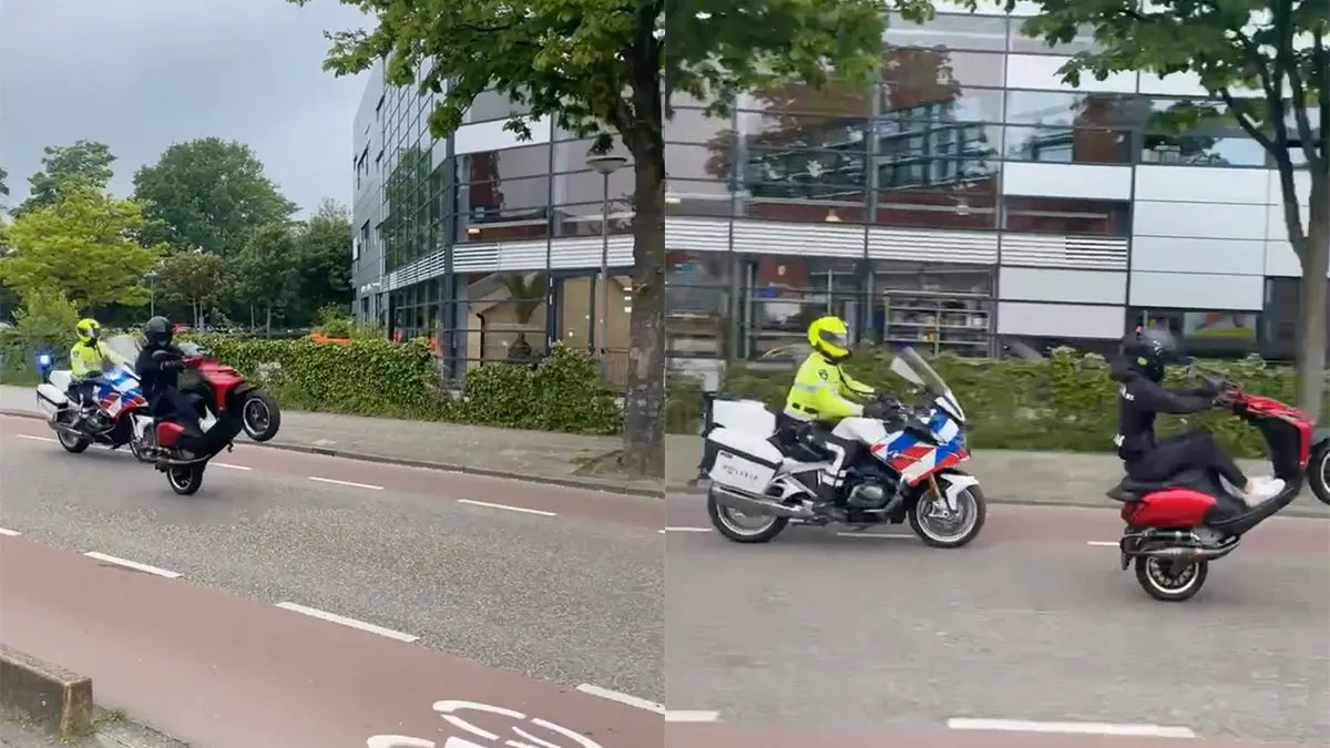 thumb vk scooterrijder probeert in stijl te ontsnappen maar motormuis pakt hem toch