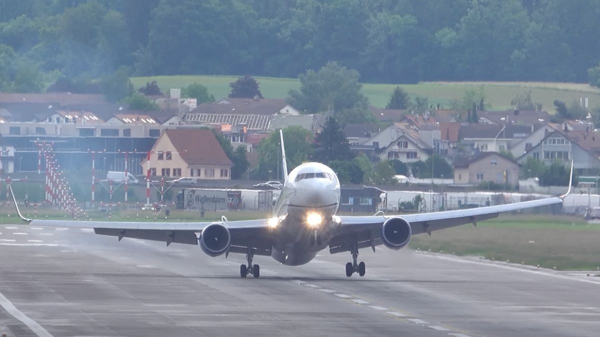 Toch wel opvallende touch-and-go and landing van Boeing 767 op de luchthaven van Zürich