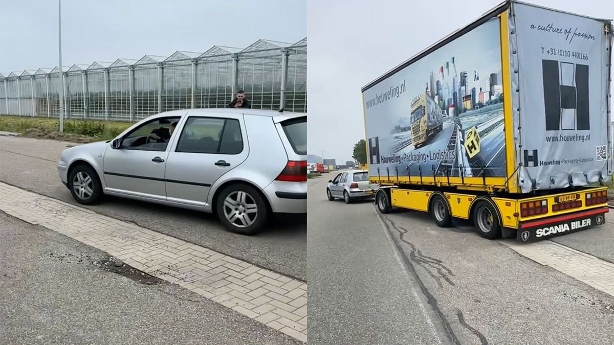 Boerenlogica: krachtpatser Mike gaat wel even met een 'aanhangertje' achter de golf