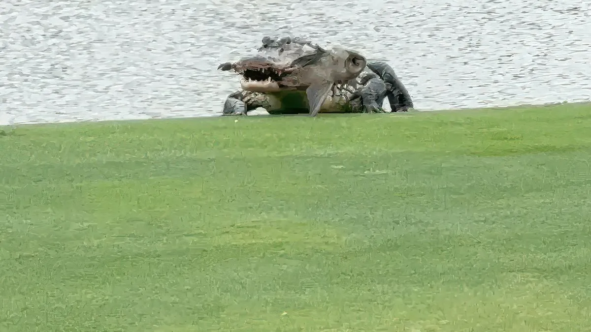 thumb vk een echte natuurfilm alligator heeft een lekker hapje te pakken op golfbaan