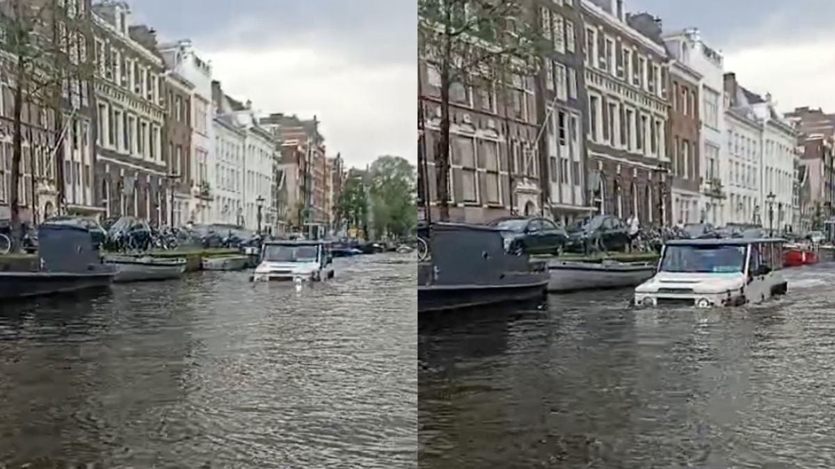 In Amsterdam is een autoboot in de gracht heel normaal