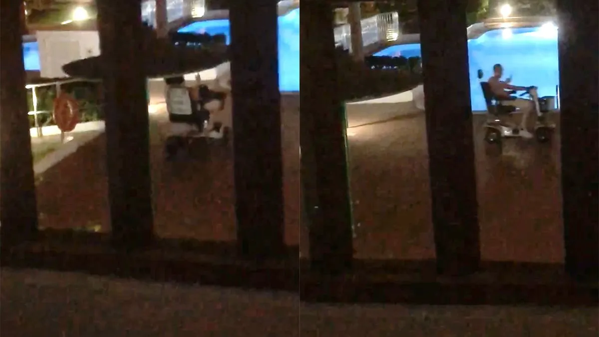 thumb vk man op tenerife viert feestje op scootmobiel en gaat zelfs even zwemmen